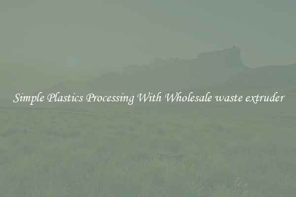 Simple Plastics Processing With Wholesale waste extruder