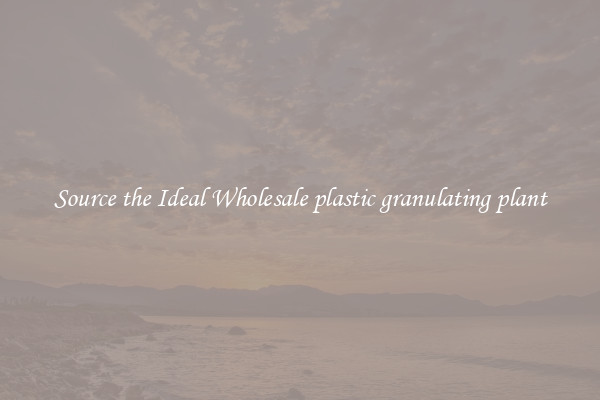 Source the Ideal Wholesale plastic granulating plant